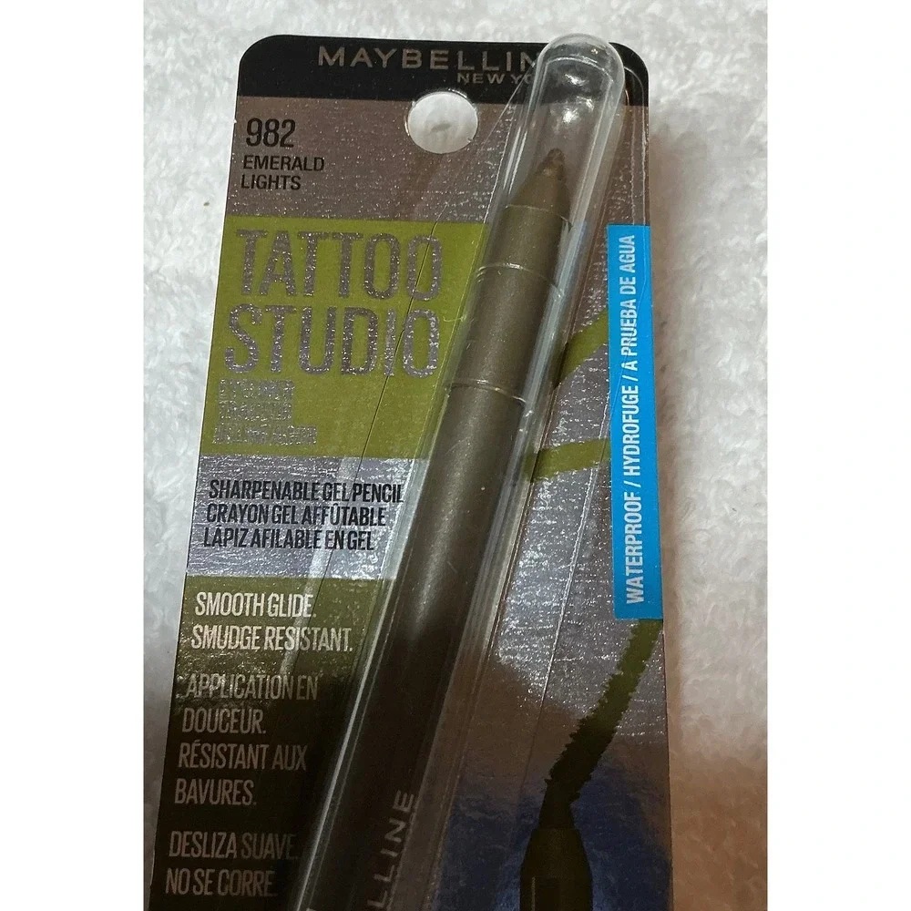 Maybelline Tattoo Studio Gel Eyeliner 982 Emerald Lights 0.04 oz Lot of 2 New